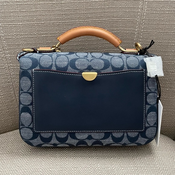 Coach Riley Top Handle 22 bag In Signature Chambray Denim Multi New - Picture 5 of 15